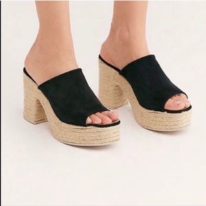 Free People Larissa black suede espadrille heels